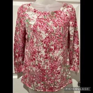 {SALE} Talbots 3/4 sleeve sweater shell-pink flowers -S-